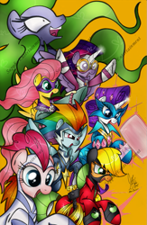 Size: 621x953 | Tagged: safe, artist:ponygoddess, derpibooru import, applejack, fili-second, fluttershy, mane-iac, masked matter-horn, mistress marevelous, pinkie pie, radiance, rainbow dash, rarity, saddle rager, twilight sparkle, twilight sparkle (alicorn), zapp, alicorn, earth pony, pegasus, pony, unicorn, power ponies (episode), female, mare, power ponies