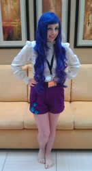 Size: 517x960 | Tagged: safe, artist:papersquid, rarity, human, barefoot, cosplay, feet, irl, irl human, photo, solo