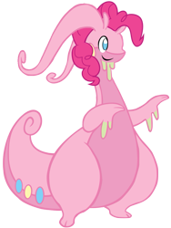 Size: 753x1000 | Tagged: safe, artist:skiddlezizkewl, pinkie pie, crossover, female, goodra, pokefied, pokémon, simple background, slime, solo, species swap, transparent background