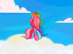Size: 640x480 | Tagged: safe, derpibooru import, screencap, pinkie pie, rainbow dash, earth pony, pegasus, pony, g3.5, twinkle wish adventure, animated, cloud, cloudy, dancing, sky, that's what makes a friend