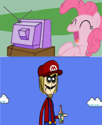 Size: 624x767 | Tagged: safe, pinkie pie, earth pony, pony, cosplay, exploitable meme, mario, meme, mickey, obligatory pony, super mario bros., tv meme, wacky game jokez 4 kidz