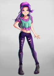 Size: 1480x2092 | Tagged: safe, artist:the-park, starlight glimmer, equestria girls, spoiler:eqg specials, belly button, human coloration, midriff, simple background, solo, standing