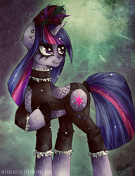 Size: 1083x1409 | Tagged: safe, artist:madblackie, derpibooru import, twilight sparkle, gothic, solo