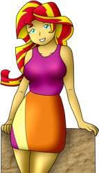 Size: 2180x3820 | Tagged: safe, artist:lyanteiguy, sunset shimmer, equestria girls, breasts, clothes, cute, female, happy, skirt, solo