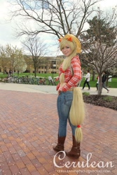 Size: 480x720 | Tagged: safe, artist:bjonsie13, applejack, human, cosplay, irl, irl human, photo, tail