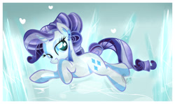 Size: 3249x1933 | Tagged: safe, artist:xwhitedreamsx, rarity, crystal pony, pony, unicorn, alternate hairstyle, crystal rarity, crystallized, female, heart, looking at you, mare, solo