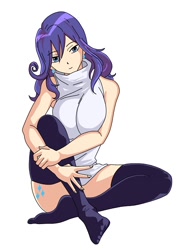 Size: 550x750 | Tagged: safe, artist:dannysoarin, rarity, human, breasts, clothes, feet, female, humanized, raritits, socks, solo