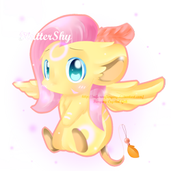 Size: 900x900 | Tagged: safe, artist:fierying, fluttershy, mouse, aura, blushing, cute, feather, fluttermouse, glow, leaf, looking at you, mousified, shaman, sitting, solo, species swap, transformice, wings