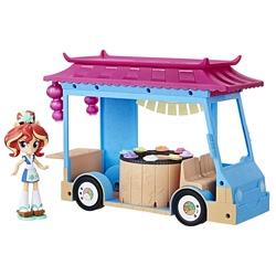 Size: 1500x1500 | Tagged: safe, sunset shimmer, equestria girls, spoiler:eqg specials, doll, equestria girls minis, food truck, irl, merchandise, photo, sunset sushi, toy, truck