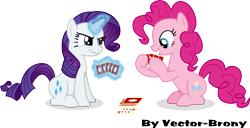 Size: 3522x1798 | Tagged: safe, artist:vector-brony, pinkie pie, rarity, earth pony, pony, unicorn, card, magic, simple background, transparent background, vector