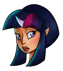 Size: 1073x1202 | Tagged: safe, artist:robynne, derpibooru import, twilight sparkle, elf ears, horned humanization, humanized