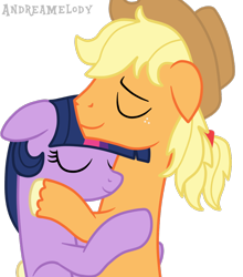 Size: 838x954 | Tagged: safe, artist:andreamelody, applejack, applejack (male), twilight sparkle, earth pony, pony, female, half r63 shipping, hug, male, rule 63, shipping, straight, twijack, twijack (straight)