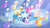 Size: 1280x720 | Tagged: safe, derpibooru import, screencap, applejack, blueberry punch, blues, fluttershy, merry may, noteworthy, parasol, peppermint crunch, pinkie pie, rainbow dash, rainbowshine, starsong, thorn (character), twilight sparkle, unicorn twilight, warm front, earth pony, pegasus, pony, unicorn, sonic rainboom (episode), background pony, crowd, female, hard hat, implied rarity, male, mare, race swap, stallion, sugar apple, unnamed pony, weather factory uniform