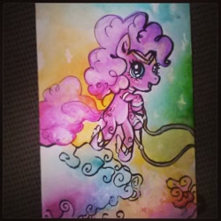 Size: 640x640 | Tagged: safe, artist:bbrightstar, pinkie pie, earth pony, pony, photo, solo, traditional art, watercolor painting