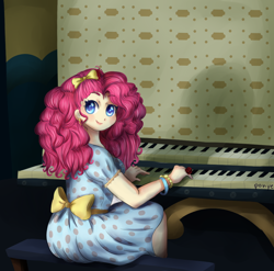 Size: 1000x987 | Tagged: safe, artist:cosmicponye, pinkie pie, human, castle mane-ia, humanized, light skin, musical instrument, organ, organ to the outside, solo