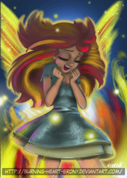 Size: 1500x2100 | Tagged: safe, artist:burning-heart-brony, sunset shimmer, equestria girls, my past is not today, rainbow rocks, clothes, eyes closed, human coloration, open mouth, scene interpretation, singing, solo