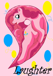 Size: 1024x1450 | Tagged: safe, artist:masqueradeofthenight, pinkie pie, earth pony, pony, balloon, magatama, pink, pinkie pie trapped in a balloon, solo