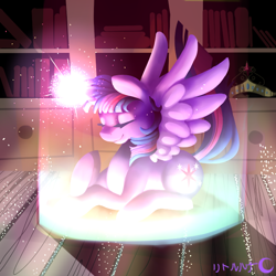 Size: 700x700 | Tagged: safe, artist:lelittleluna, derpibooru import, twilight sparkle, twilight sparkle (alicorn), alicorn, pony, female, magic, mare, solo