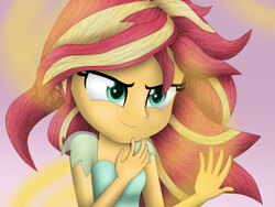 Size: 4000x3000 | Tagged: safe, artist:vicakukac200, sunset shimmer, equestria girls, my past is not today, rainbow rocks, absurd resolution, blouse, clothes, female, feminism, heroic, nose, scene interpretation, solo