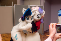 Size: 1280x850 | Tagged: safe, artist:girlieginger, rarity, sweetie belle, human, cosplay, fursuit, irl, irl human, photo