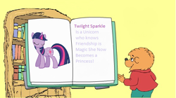 Size: 538x302 | Tagged: safe, derpibooru import, twilight sparkle, twilight sparkle (alicorn), alicorn, pony, book, the berenstain bears