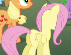 Size: 312x239 | Tagged: safe, derpibooru import, screencap, applejack, fluttershy, rainbow dash, spike, dragon, earth pony, pegasus, pony, twilight's kingdom, cropped, female, mare, plot, smiling