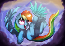 Size: 4961x3508 | Tagged: safe, artist:tony-retro, derpibooru import, rainbow dash, pegasus, pony, digital art, painting, smiling, solo