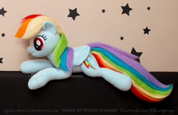 Size: 1000x647 | Tagged: safe, artist:ryoko-demon, derpibooru import, rainbow dash, irl, photo, plushie, solo