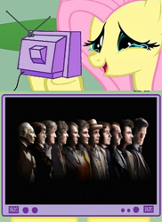 Size: 400x548 | Tagged: safe, fluttershy, pegasus, pony, 50 year anniversary, christopher eccleston, colin baker, david tennant, day of the doctor, doctor who, eighth doctor, eleventh doctor, exploitable meme, fifth doctor, first doctor, fluttercry, fourth doctor, happy fluttercry, jon pertwee, matt smith, meme, ninth doctor, obligatory pony, patrick troughton, paul mcgann, peter davison, second doctor, seventh doctor, sixth doctor, sylvester mccoy, tenth doctor, third doctor, tom baker, tv meme, william hartnell