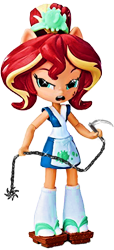 Size: 270x593 | Tagged: safe, artist:whatthehell!?, edit, sunset shimmer, fish, equestria girls, angry, doll, equestria girls minis, eqventures of the minis, funny, kusarigama, parody, simple background, solo, sunset sushi, toy, transparent background, weapon