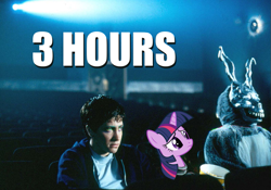 Size: 797x558 | Tagged: safe, derpibooru import, twilight sparkle, crossover, donnie darko, photoshop, ponies in real life, reaction image