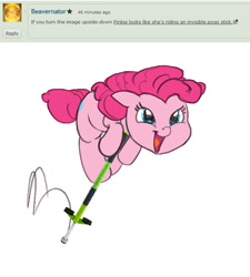 Size: 675x749 | Tagged: safe, artist:beavernator, artist:carnifex, edit, pinkie pie, earth pony, pony, cute, diapinkes, floppy ears, open mouth, pinkieface, pogo stick, smiling, solo