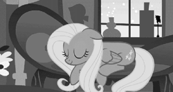 Size: 700x374 | Tagged: safe, fluttershy, pegasus, pony, black and white, grayscale, meme, monochrome, sleeping, solo, twilight scepter