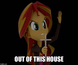 Size: 592x500 | Tagged: safe, artist:creatorofpony, sunset shimmer, equestria girls, 3d, cross, jontron, meme, out of this house, solo, source filmmaker, takeshi's challenge