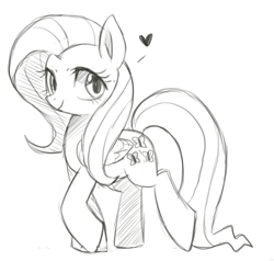 Size: 691x657 | Tagged: safe, artist:suikuzu, fluttershy, pegasus, pony, female, heart, mare, solo