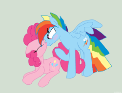 Size: 1024x783 | Tagged: safe, artist:artistrarity, derpibooru import, pinkie pie, rainbow blitz, rainbow dash, earth pony, pegasus, pony, blushing, female, half r63 shipping, male, pinkieblitz, pinkiedash, rule 63, shipping, straight