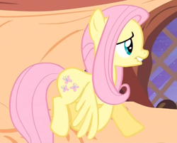 Size: 960x770 | Tagged: safe, screencap, fluttershy, pegasus, pony, princess twilight sparkle (episode), lip bite, scrunchy face, solo