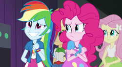 Size: 1280x714 | Tagged: safe, derpibooru import, screencap, applejack, fluttershy, pinkie pie, rainbow dash, equestria girls, rainbow rocks