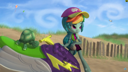 Size: 1920x1080 | Tagged: safe, derpibooru import, rainbow dash, tank, equestria girls, about to run, cape, clothes, doll, equestria girls minis, fraps, hasbro, kites, motorboat, official, shocked, toy