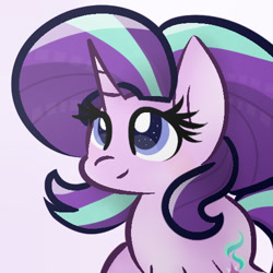 Size: 500x500 | Tagged: safe, artist:glittershine122, starlight glimmer, pony, unicorn, colored pupils, female, mare, simple background, smiling, solo