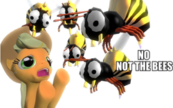 Size: 964x600 | Tagged: safe, artist:pinkie diane roosevelt phd, applejack, earth pony, pony, 3d, description is relevant, donkey kong, donkey kong country, gmod, nicolas cage, nintendo, not the bees, rareware, reaction image, zinger