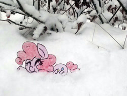 Size: 1024x768 | Tagged: safe, artist:danadyu, pinkie pie, earth pony, pony, jumped-out-pinkieanswers, paper pony, photo, solo