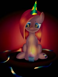 Size: 768x1024 | Tagged: safe, artist:jabbie64, pinkie pie, earth pony, pony, birthday, birthday cake, cake, filly, lonely, pinkamena diane pie, solo