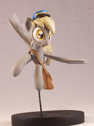 Size: 800x1070 | Tagged: safe, artist:frozenpyro71, derpy hooves, pegasus, pony, craft, female, figurine, flying, hat, mailbag, mailmare, mare, sculpture, solo