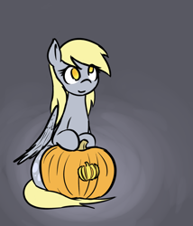 Size: 1280x1494 | Tagged: safe, artist:manicpanda, derpy hooves, pegasus, pony, female, halloween, holiday, jack-o-lantern, mare, pumpkin, solo