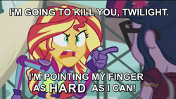 Size: 1037x583 | Tagged: safe, edit, edited screencap, screencap, sci-twi, sunset shimmer, twilight sparkle, equestria girls, friendship games, angry, exploitable meme, hishe, how it should have ended, image macro, meme, sunset yells at twilight