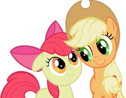 Size: 1011x790 | Tagged: safe, artist:brandon91995, apple bloom, applejack, earth pony, pony, cute, simple background, transparent background, vector