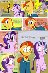 Size: 1200x1800 | Tagged: safe, artist:zouyugi, starlight glimmer, sunburst, pony, unicorn, comic:confession, blushing, comic, dialogue