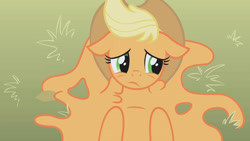 Size: 1280x720 | Tagged: safe, artist:dtkraus, edit, screencap, applejack, earth pony, goo pony, original species, pony, applegak, melting, solo, wat