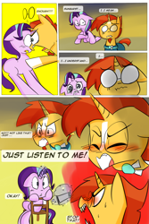 Size: 1200x1800 | Tagged: safe, artist:zouyugi, starlight glimmer, sunburst, pony, unicorn, comic:confession, comic, dialogue